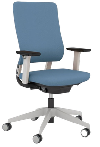 Office task chair in blue seating fabric